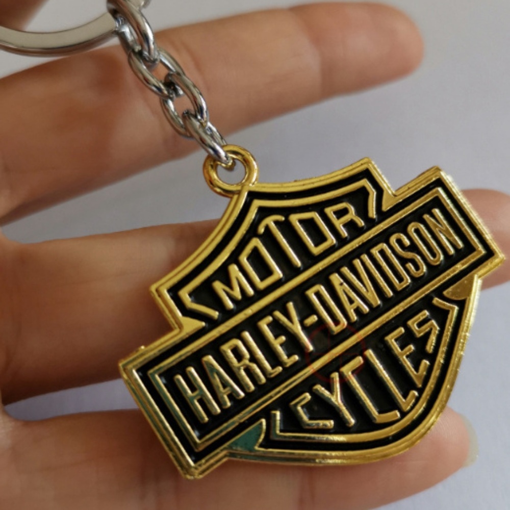 Brand New Golden Harley Davidson Key Chain Key Ring